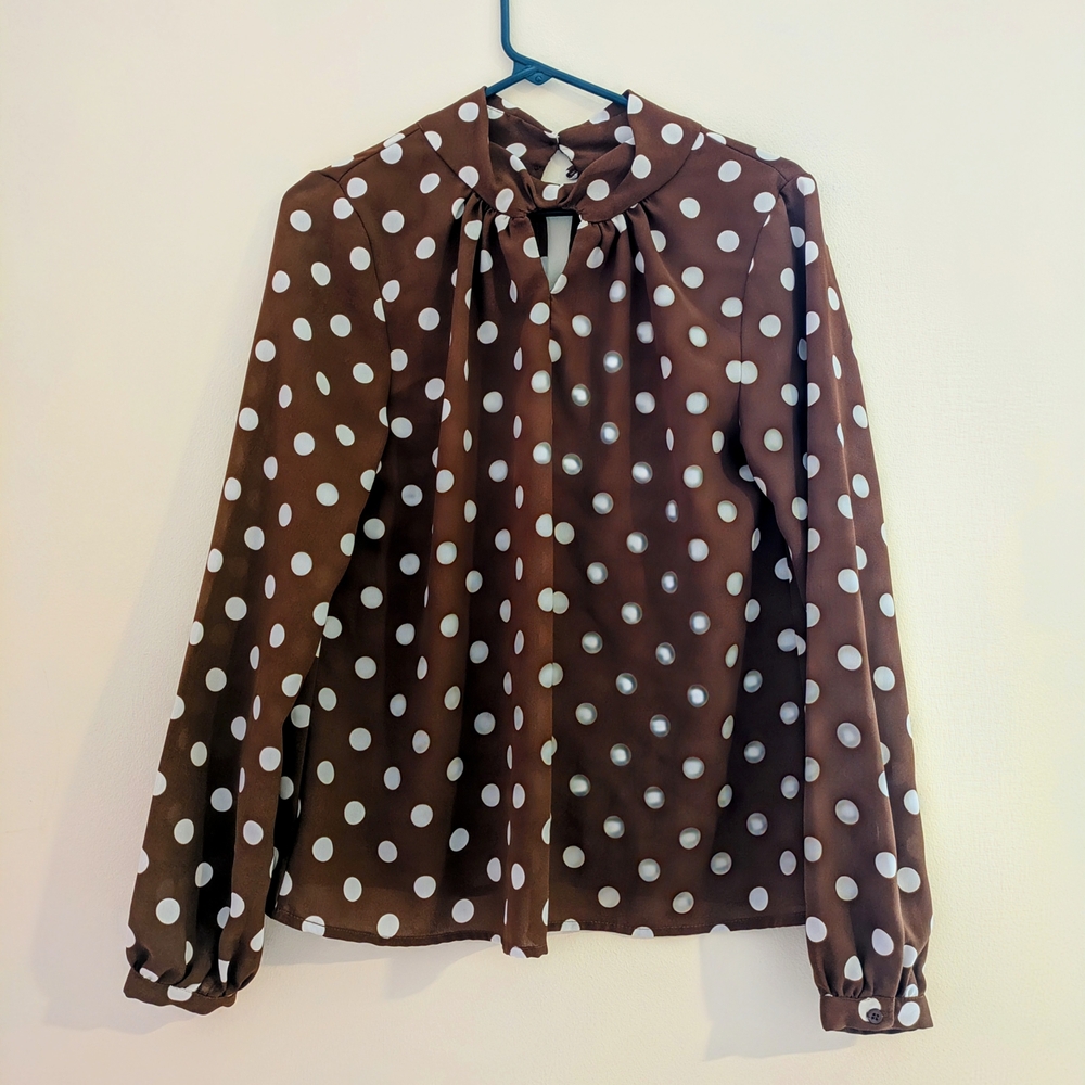 Brown Polka Dot Women's Top
